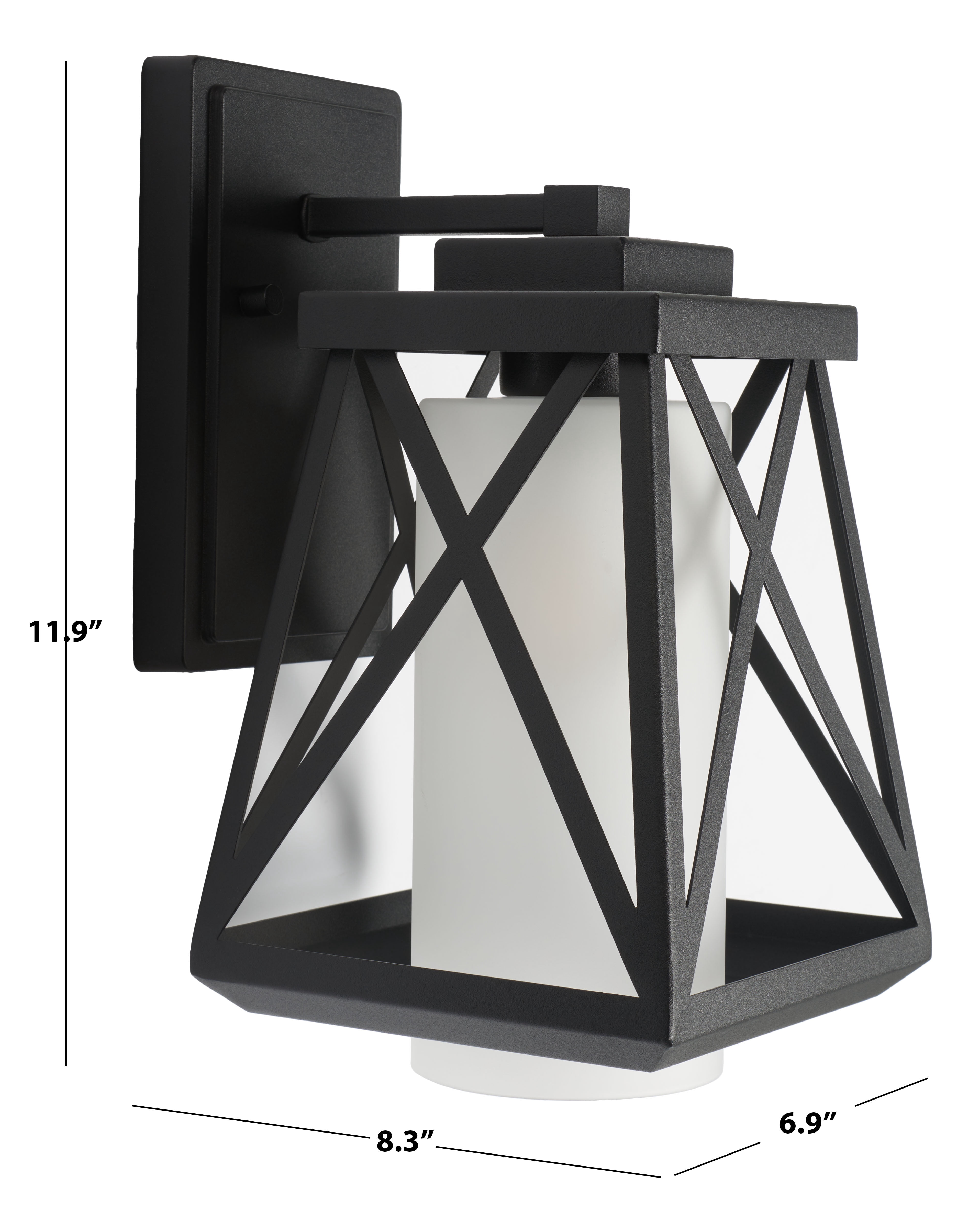 SAFAVIEH Braith 2-Light A19 Black Steel Wall Sconce with Black Shade, Set of 2