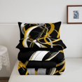 thumbnail image 5 of Homewish Yellow Abstract Lines Full Size Comforter Sets,Contemporary Aesthetic Bedding Comforter Set,Black Reversible,3 Pieces,1 Comforter and 2 Pillowcases, 5 of 7