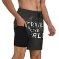 thumbnail image 3 of Balery Travel The World1 Mens Swim Trunks Swim Shorts for Men Quick Dry Inseam Beach Shorts with Compression Liner Pocket-3X-Large, 3 of 9