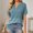 Blue, variant on Womens T Shirts Solid Short Sleeve Notch V Neck Patchwork Top Tees for Women Blue L