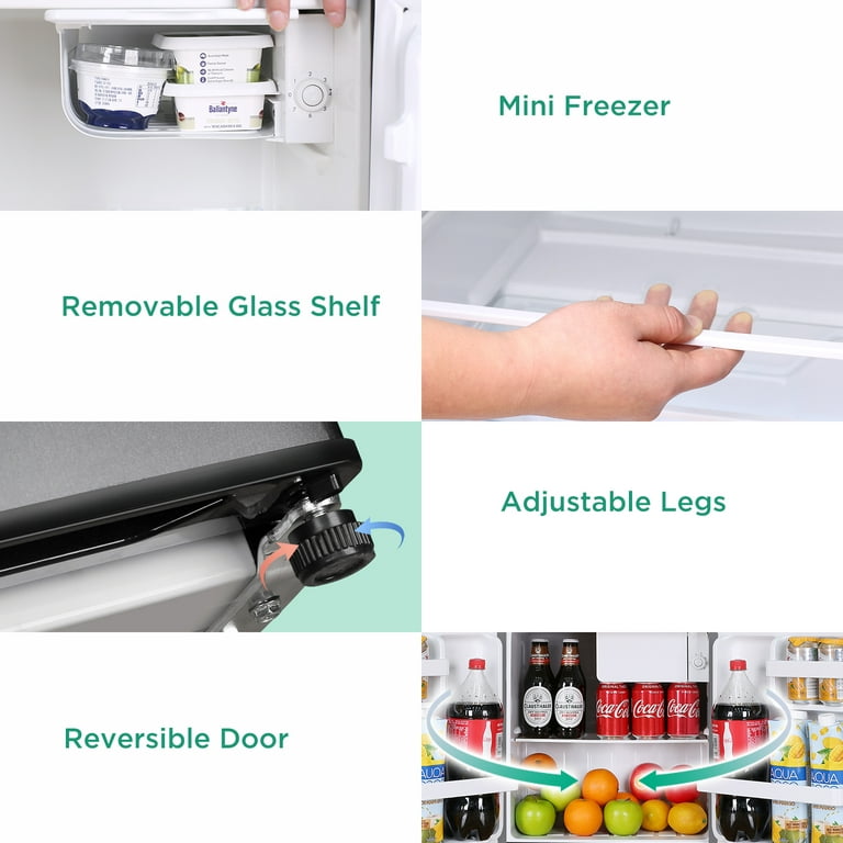 Tymyp Mini Refrigerator, Portable Refrigerator, Mini Fridges, Compact Fridge with Freezer 3.5 cu.ft, Compact Fridge, Refrigerator, 7 Level