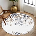 thumbnail image 2 of Round Rugs 5Ft, Grey Brown Leaves Round Area Rug Washable Indoor Throw Carpet, Summer Botanical Soft Non Slip Circle Rug for Cabinet Bathroom Home Decor Aesthetic, 2 of 8