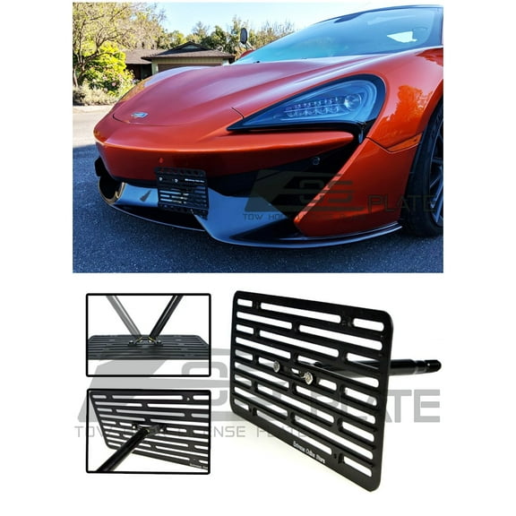 Extreme Online Store 2016-Present McLaren 570S | EOS Version 2 Full Sized Front Bumper Tow Hook License Plate Relocator Mount Bracket