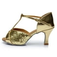 thumbnail image 5 of ZTTD Women's Color Fashion Rumba Waltz Prom Ballroom Latin Salsa Dance Shoes Sandals Gold, 5 of 9