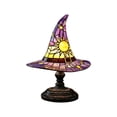 thumbnail image 4 of Witch Hat Stained Glass LED Table Lamp, Handmade Sun & Star Motif Night Light with Pull Chain, Gothic Style Decorative Lamp for Indoor Spaces & Parties, 4 of 8