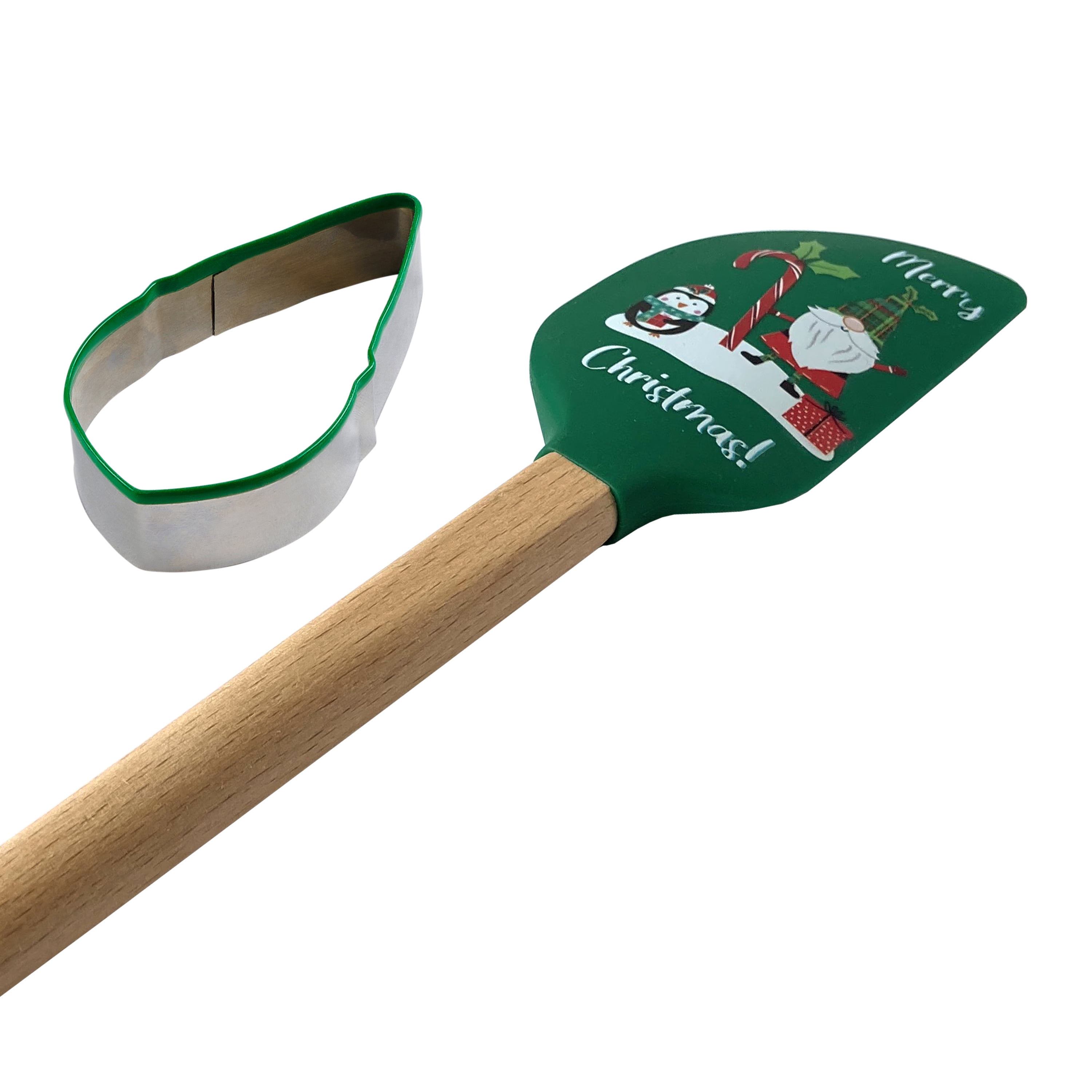 Gnome for the Holidays Silicone Spatula (Large) Set of 2 (Green w. Gnome  13 White w. Mushroom 8) - THE BEACH PLUM COMPANY