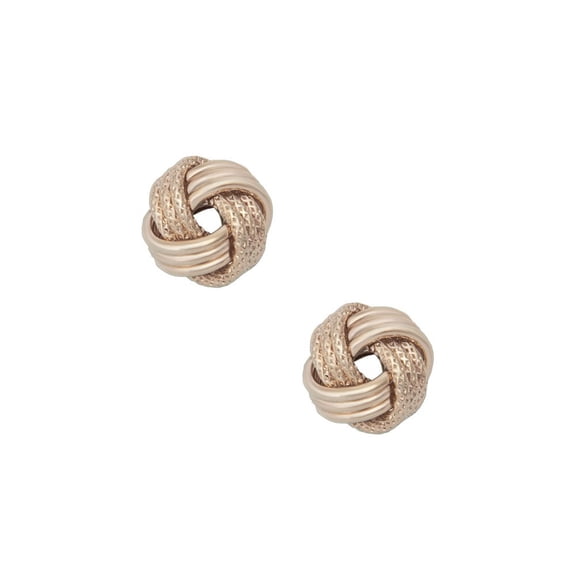 10k Yellow Gold High Polish Sparkle-Cut Triple Wire Love Knot Post Earrings - 1.8 Grams