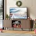 thumbnail image 1 of GIKPAL Fluted TV Stand for 65 Inch TV – Modern Entertainment Center with Power Outlets, Adjustable Shelves & Sliding Doors, Stylish Media Console for Living Room, Walnut, 1 of 13