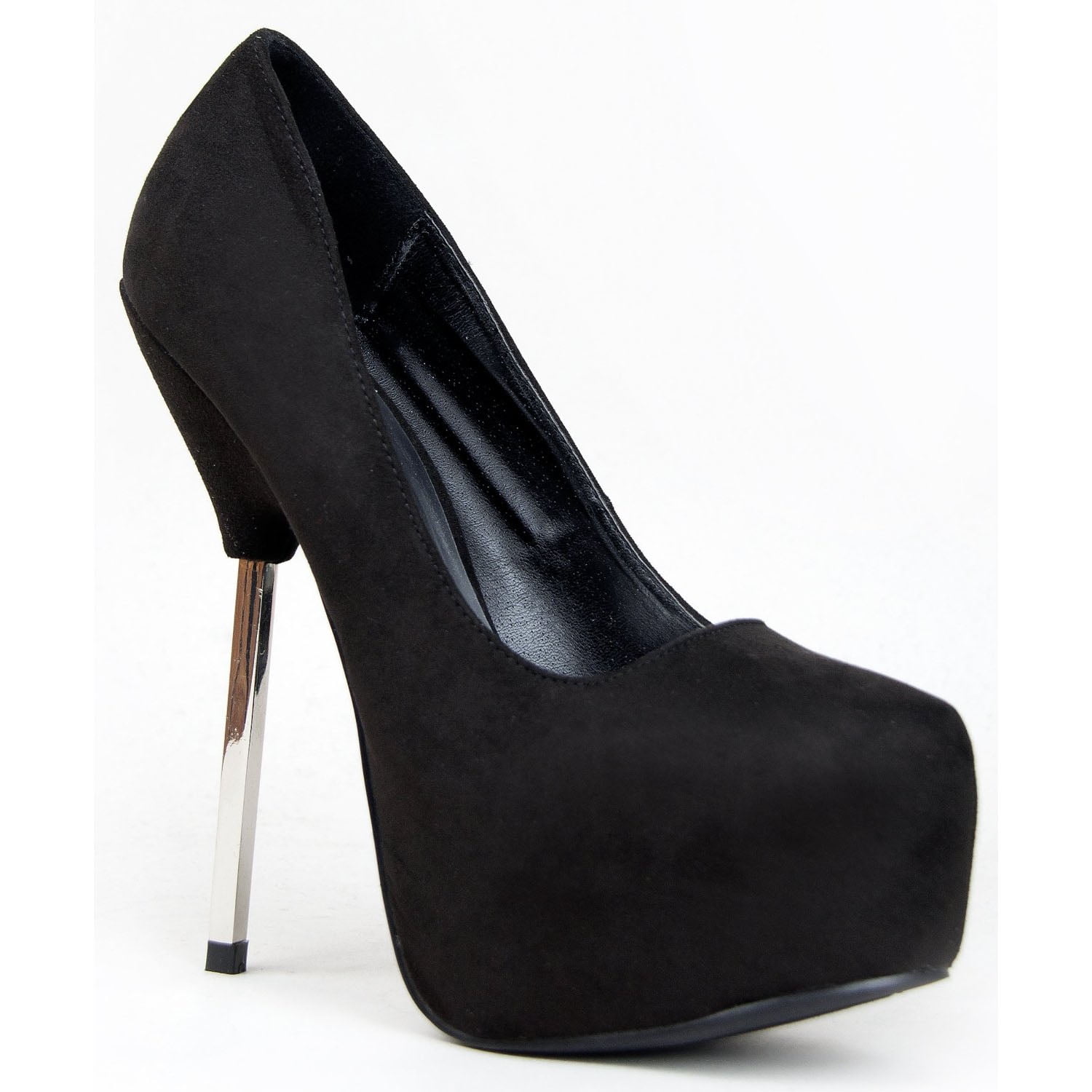 Qupid TREASURE01 Metal Skinny Stiletto High Heel Platform Party Pump