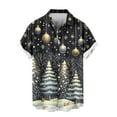 thumbnail image 5 of SERTG Men's Christmas Print Short Sleeve Shirt Lapel Collar Button Front Resort Casual Hawaiian Shirt Men Christmas Gifts Tops(Black,3XL), 5 of 6