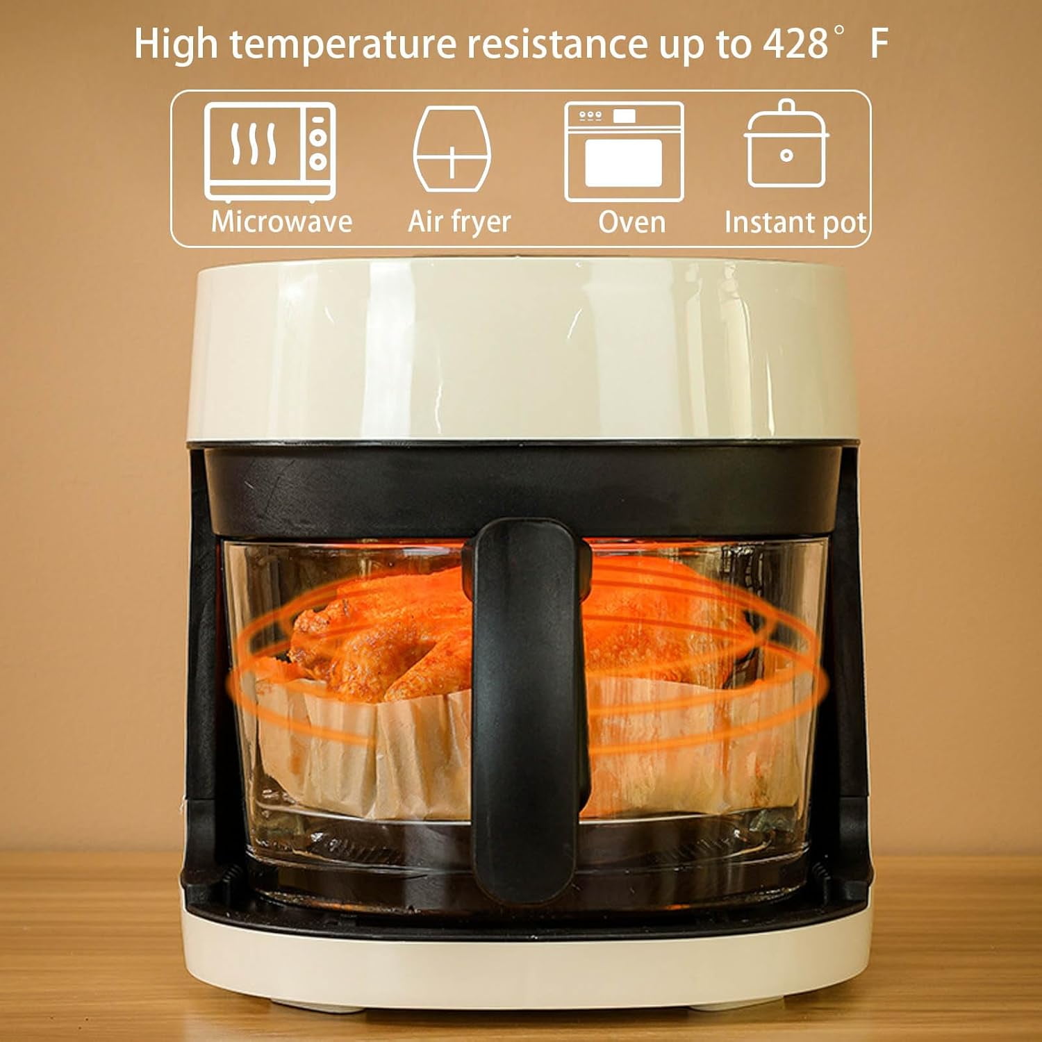 Manss Air Fryer Disposable Paper Liner, 8 inch Round Non-Stick Air Fryer Liners Parchment Paper for 5-8 QT Air Fryer Baking Roasting Microwave(200Pcs)
