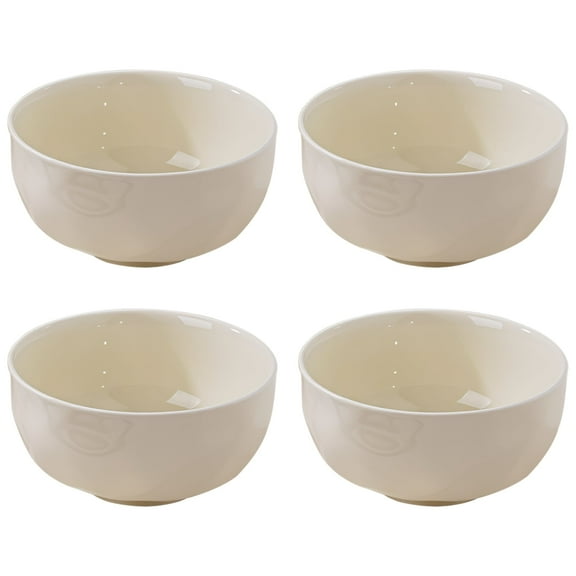 Ceramic Bowls Set of 4, Stackable Microwave & Dishwasher Safe Dinnerware Bowls, Elegant Cream Yellow Design for Home Dining