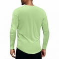 thumbnail image 4 of Inglocry Men's V Neck Long Sleeve Shirts Casual Henley Cotton T-Shirts Slim Fit Longline Tee Shirts Mint Green L, 4 of 4