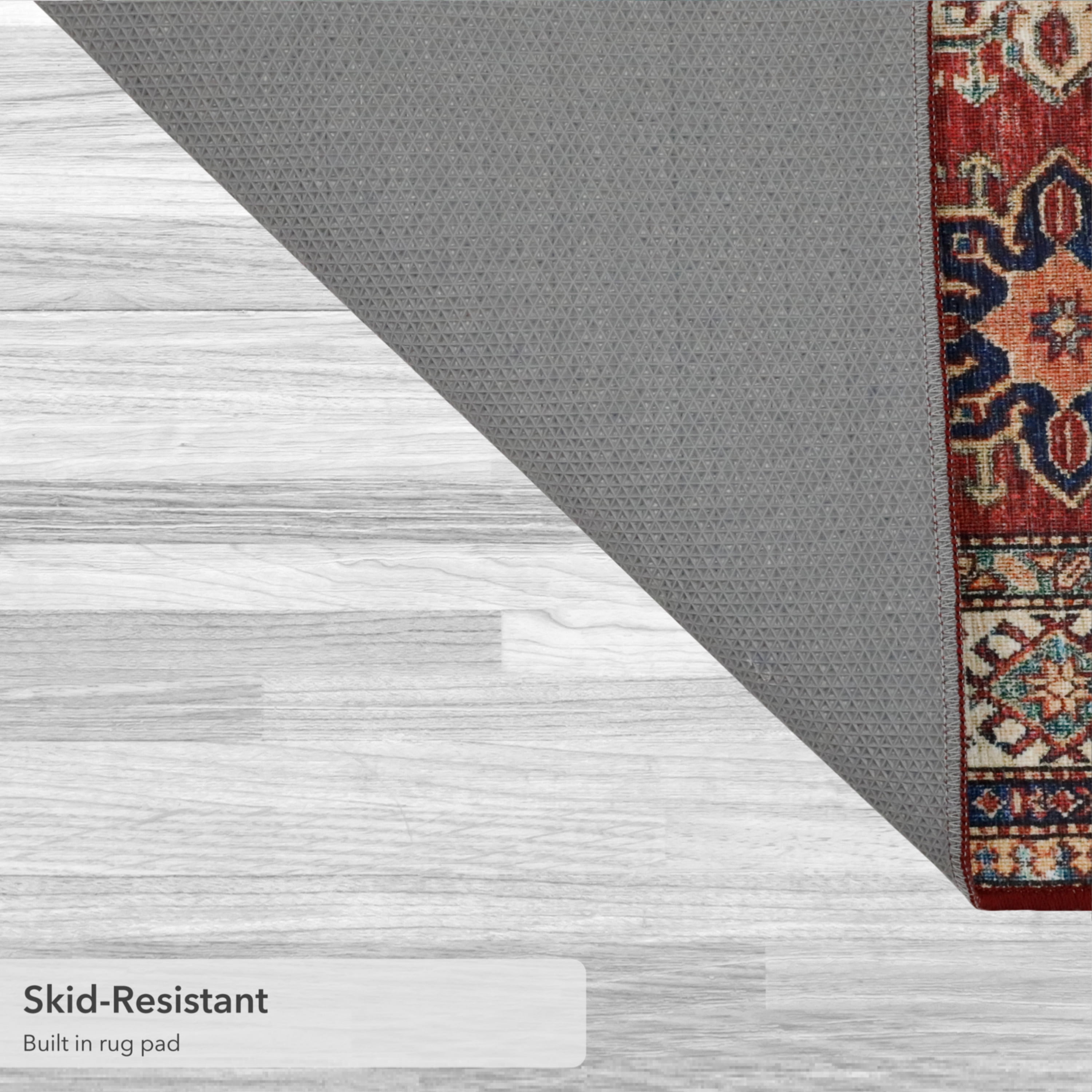 Washable Skid-Resistant Runner Rug Geometric Red 24