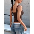 thumbnail image 4 of Women'S Padded Square Neck Tank Tops Summer Double Layer Basic Sleeveless Tank Shirts Brown M, 4 of 7