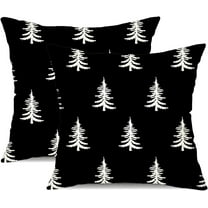 Christmas Pillow Covers 16x16 inch Set of 2 Christmas Tree Decorative Black Throw Pillow Covers Winter Famliy Decoration for Home Couch