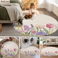 thumbnail image 6 of Spring Floral Round Area Rug 4ft, Pink Tulip Summer Botanical Rustic Washable Non-Slip Circle Rugs for Bedroom Living Room Kitchen, Soft Non Shedding Circle Carpet for Dining Room Dorm, 6 of 9
