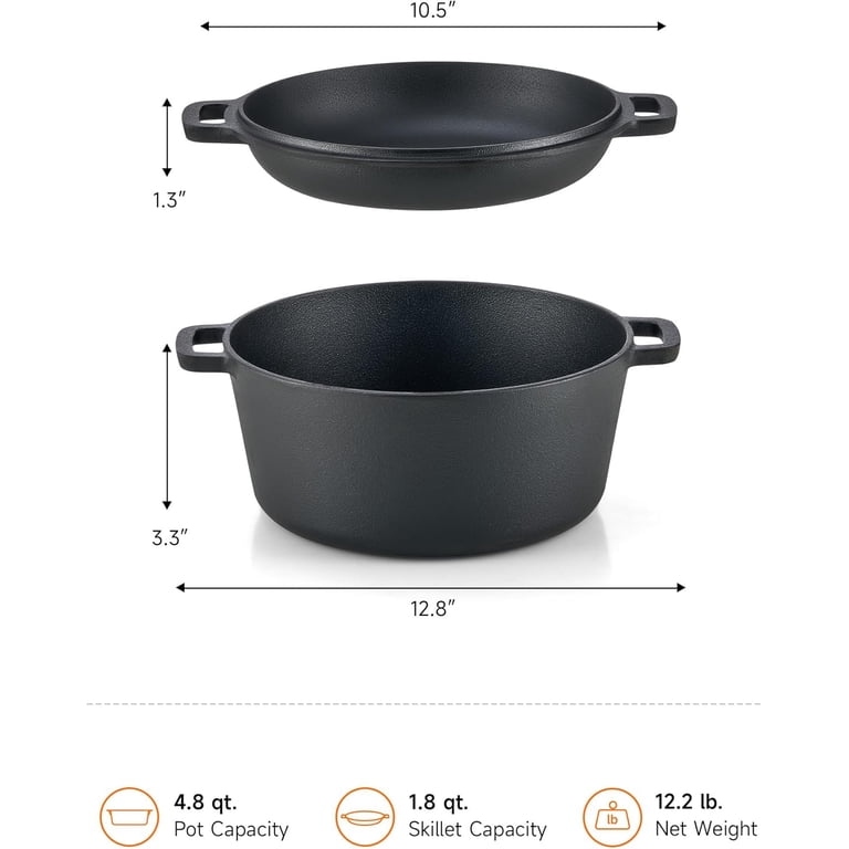 Dutch Oven Cast Iron Mini Dutch Oven Naturehike With Lid-4.76 Qt Pre ...