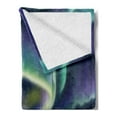 thumbnail image 2 of Alaska Soft Flannel Fleece Throw Blanket, Alaskan Meadows in Night Aurora Borealis Natural Beauties of the North, Cozy Plush for Indoor and Outdoor Use, 50" x 60", Multicolor, by Ambesonne, 2 of 5