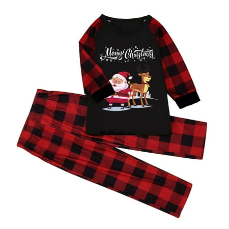 

Holiday Graphic Christmas Kid Kids Child Printed Top+Pants Xmas Family Matching Pajamas Set Black 90 Y2Y