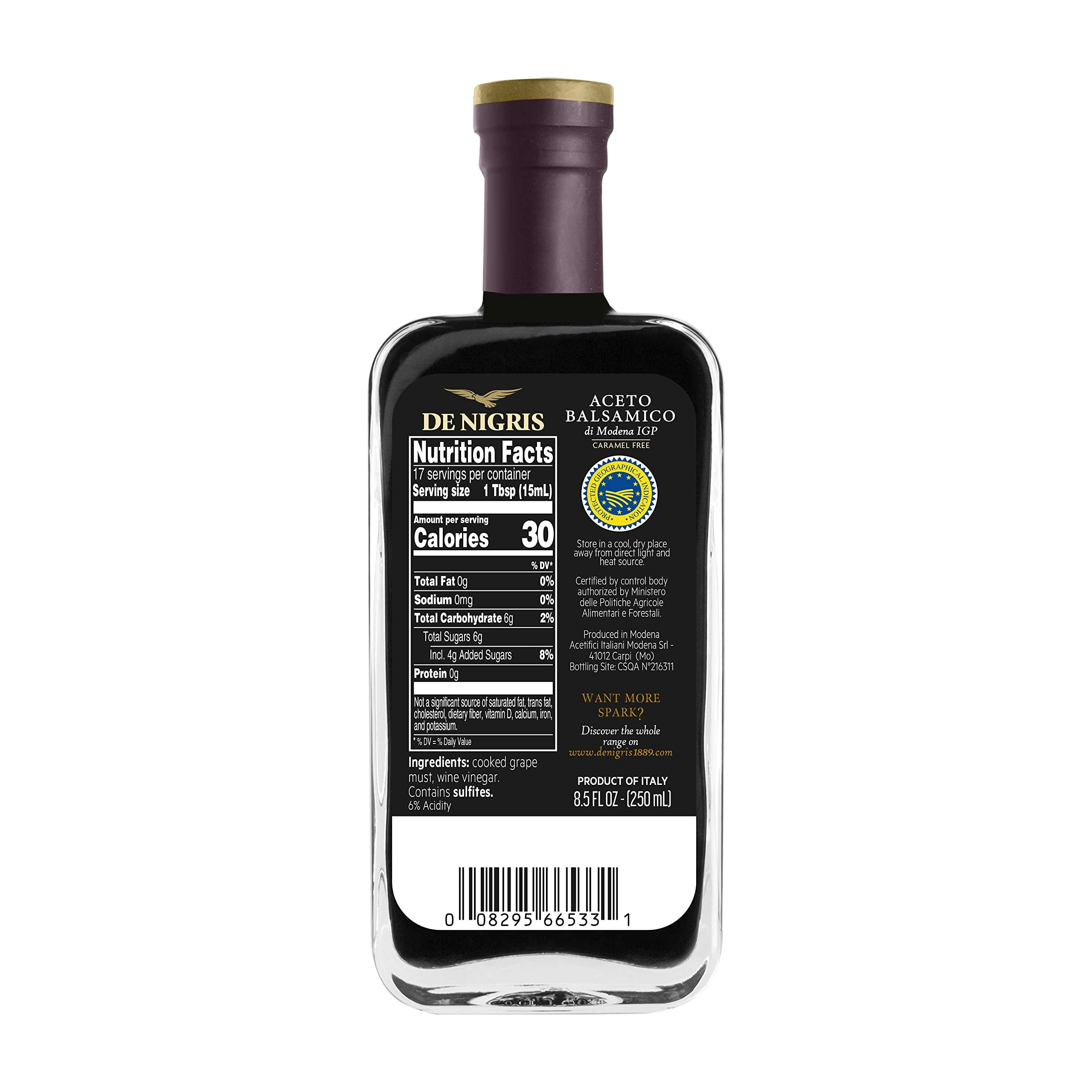 De Nigris balsamic vinegar of Modena Excellence Line Gold Eagle, 8.5 fl oz (250 ml)
