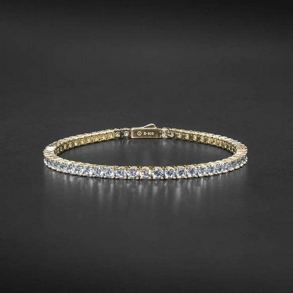 3.50 Ct Lab created Diamond Tennis Bracelet Yellow Gold Plated Sterling Sliver