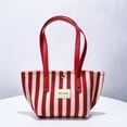 thumbnail image 2 of Bolsos de lona a rayas de estilo japonés para mujer, bolsos y carteras de diseñador de lujo, novedad de 2024, con letras pequeñas, de tela para las axilas, 2 of 4
