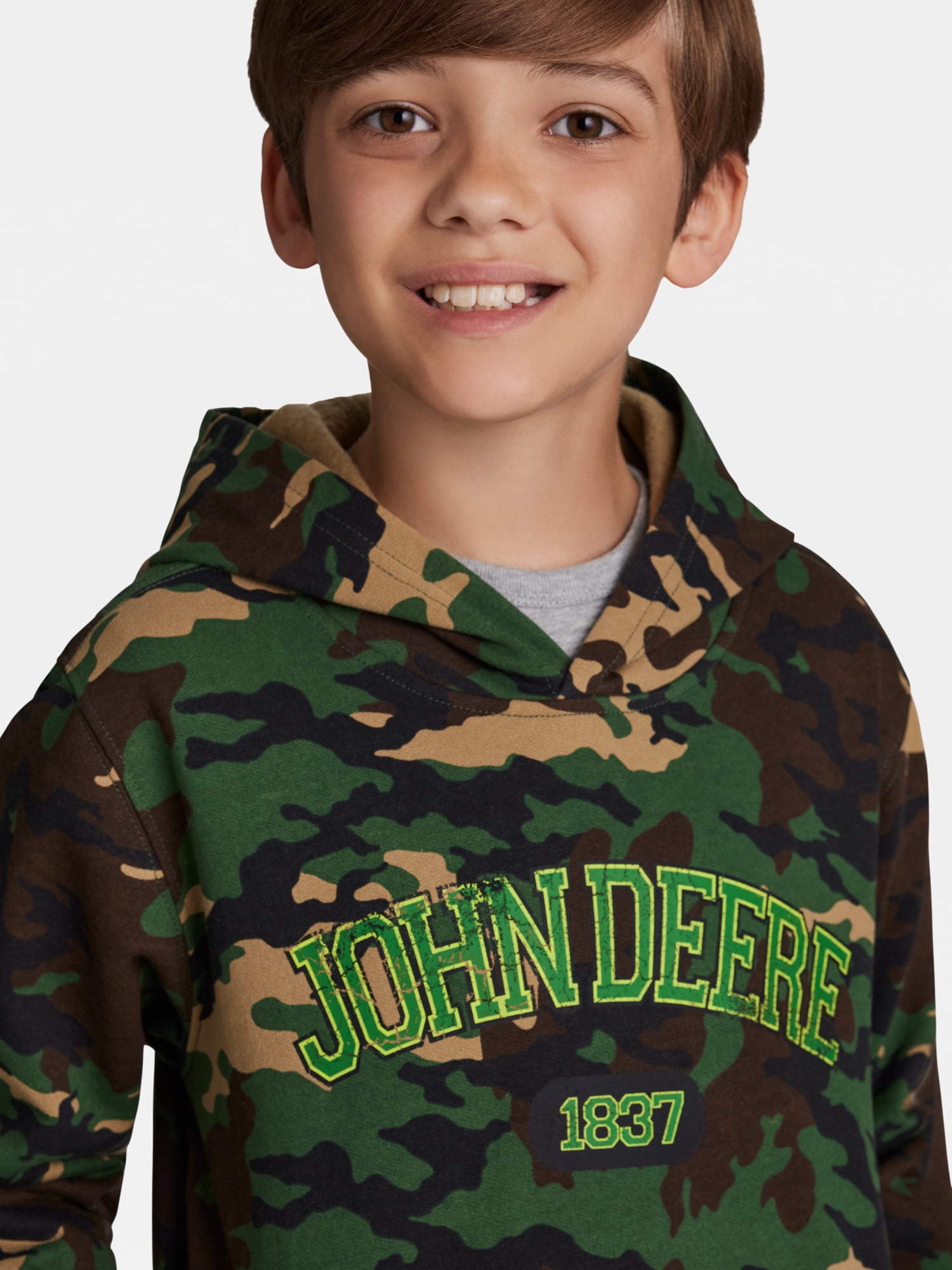 John Deere Boys Camo Graphic Fleece Long Sleeve Hoodie, Sizes 4-18