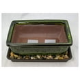 thumbnail image 3 of 8" Moss Green Rectangular Planter Pot with Tray, Rocks & Mesh - Cactus Succulent Pots Indoor Outdoor, 3 of 9
