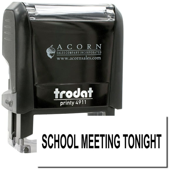 Self-Inking School Meeting Tonight Stamp, Trodat Printy 4911, Press and Print Stamping, Impression Size 5/8" x 1-1/2", Up to 10,000 Impressions - Black Ink