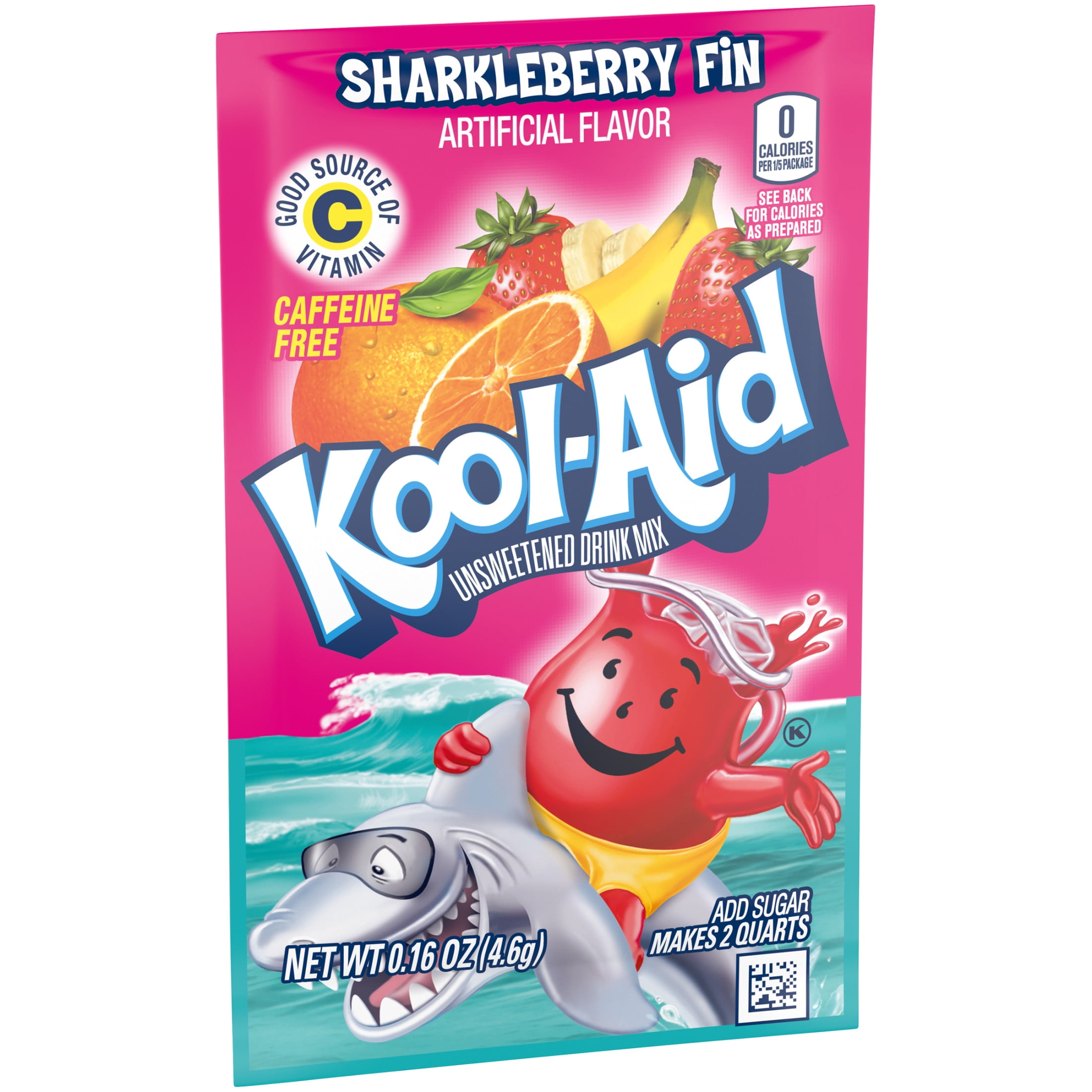Kool-Aid Unsweetened Drink Mix, 1 Packet, for Flavorful Hydration and Shareable Refreshment, Sharkleberry Fin Artificially Flavored, Good Source of Vitamin C, Caffeine Free, 0.16 oz