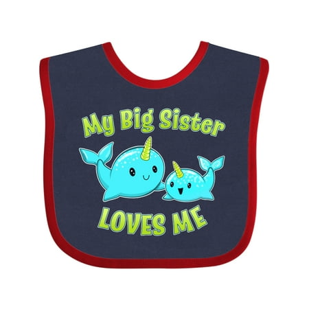 

Inktastic My Sister Loves Me- Cute Narwhal Boys or Girls Baby Bib