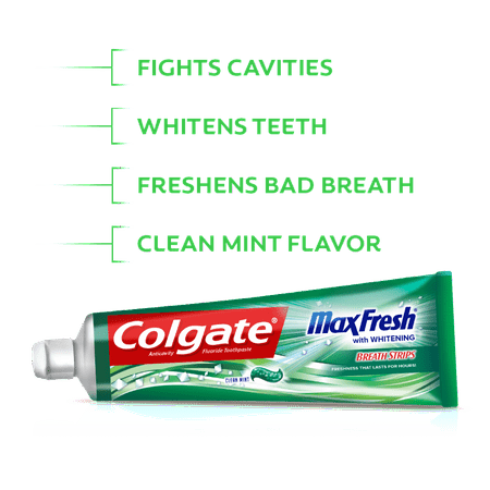 Colgate Max Fresh Toothpaste with Mini Breath Strips, Clean Mint - 6 Ounce (2 Pack)