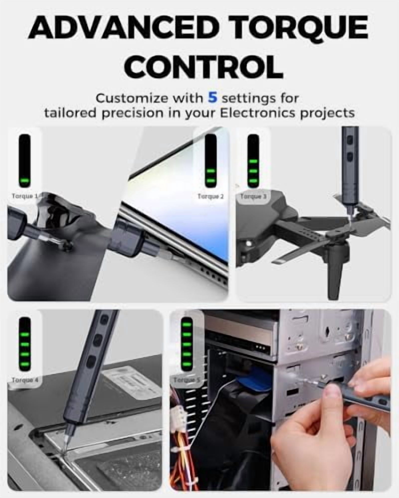 Mini Electric Screwdriver Set 140-IN-1:  Small Electric Screwdriver Cordless - 120 Precision Bits, 5 Torque Settings, LED Light, Magnetic Power Screwdriver Repair Tool Kit for PC RC Electronics