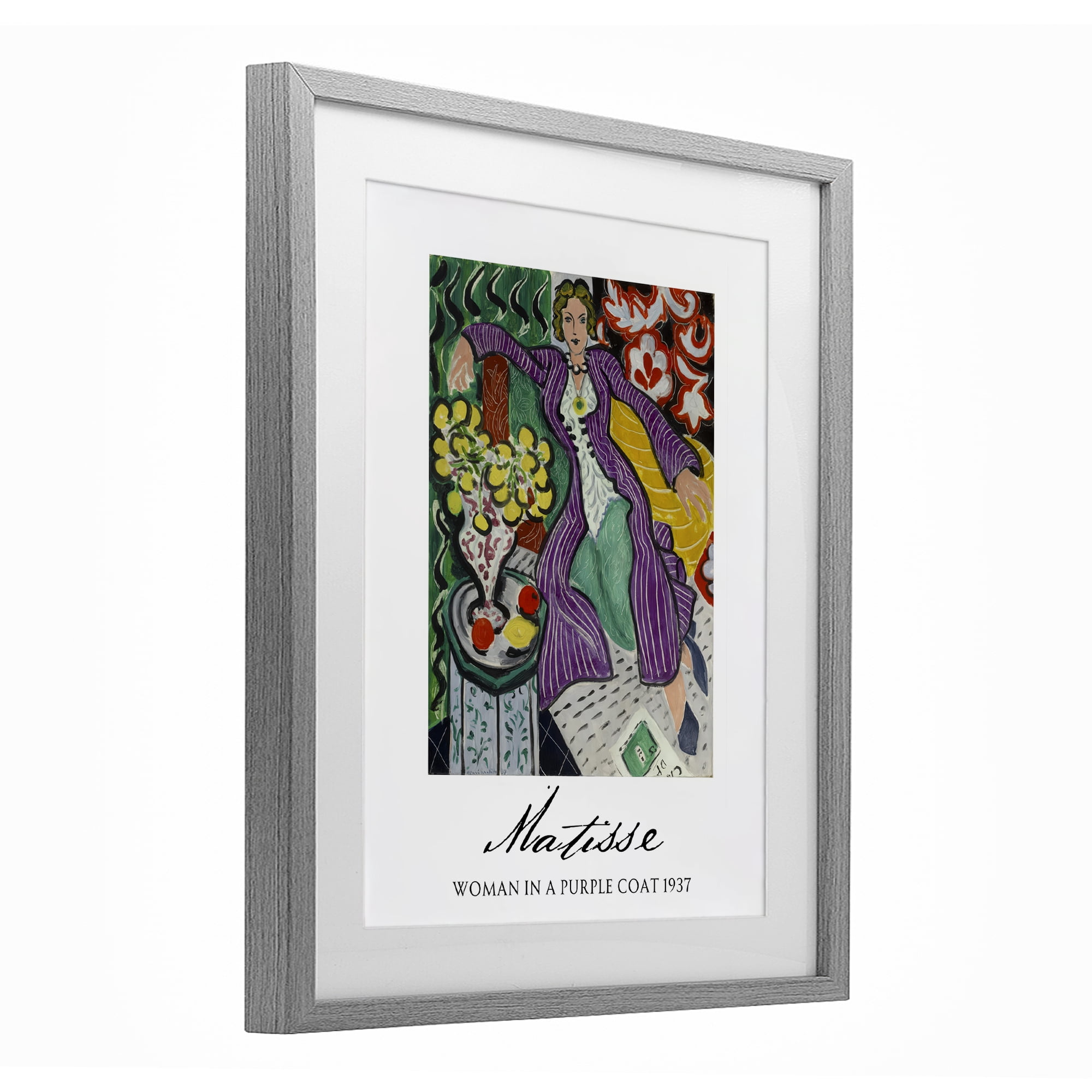 Stupell Industries Matisse Woman In Purple Coat Gray Framed Print Under Glass, design by Vintage Hustle