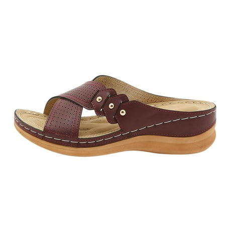 

YanHoo Orthopedic Sandals for Women Open Toe Walking Slippers with Arch Support Anti-Slip Breathable Sandal Vintage Platform Outdoor Flats Shoes