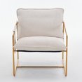 thumbnail image 6 of Set of 2 Upholstered Armchairs with Arm Pockets - Gold-Tone Frame Lounge Chairs for Living Room/Bedroom, Velvet Fabric & 350lb Capacity, 6 of 20