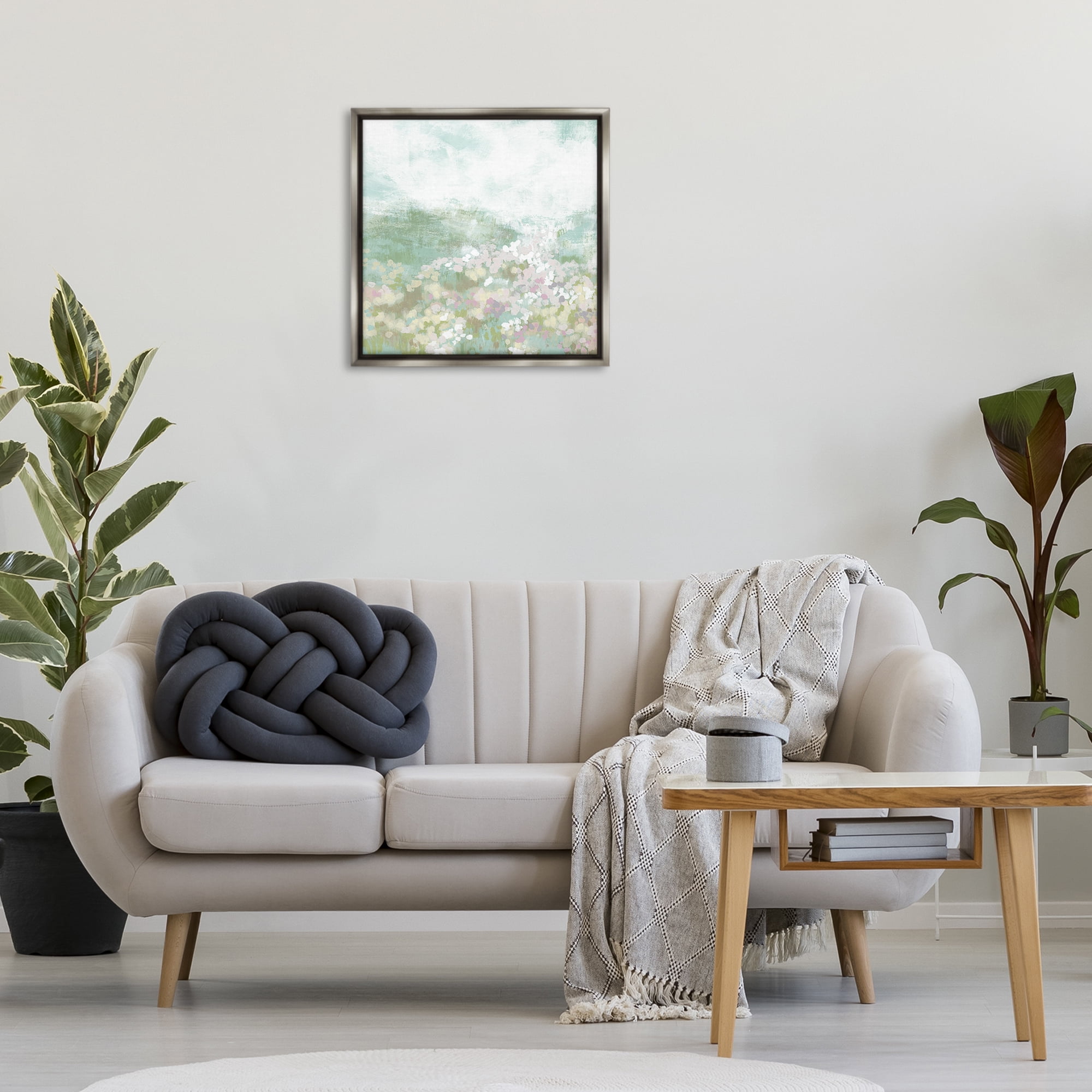 Stupell Industries Rural Countryside Impression Landscape Painting Gray Floater Framed Canvas Art Print Wall Art, 25 x 25