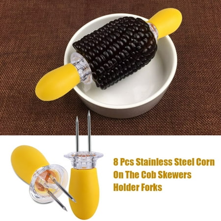 

Yosoo 8 Pcs Stainless Steel Corn On The Cob Skewers Holder Forks Prongs BBQ Kitchen Party BBQ Corn Holder