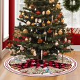 thumbnail image 3 of Snowman Pines Christmas Tree Skirt 48 Inch, Large Red Black Buffalo Plaid Xmas Snowflakes Tree Skirts, Indoor Outdoor Party Holiday Tree Mat Decoration, 3 of 6