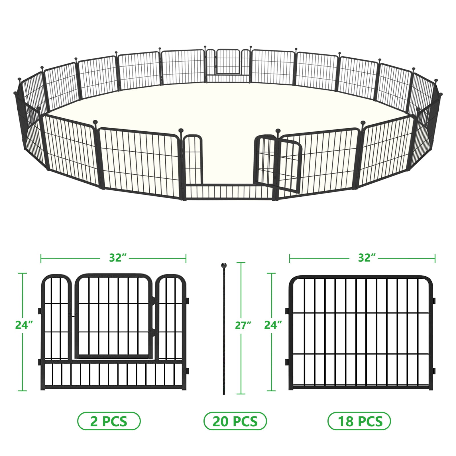 Jhsomdr Decorative Garden Fence 24" Height 20 Panels Metal Wire Animal Barrier Fence No Dig Garden Fencing for Yard Patio Outdoor