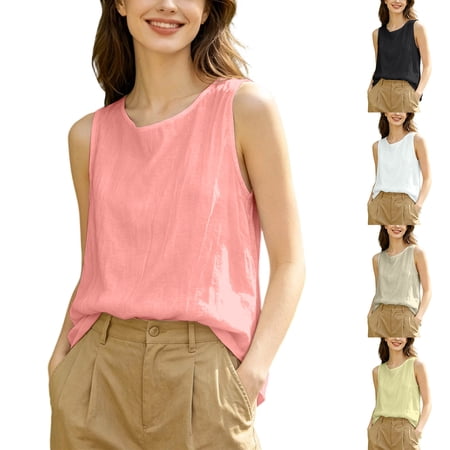 Msgweeeg Womens Linen Tops Womens Blouses Loose Fit Plus Size Summer Trendy Women Beach Fashion for Summer and Hot Weather