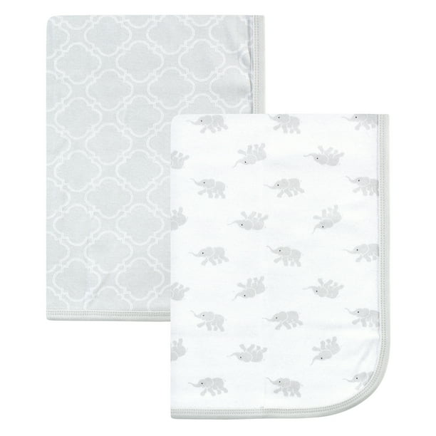 Luvable Friends Cotton Swaddle Blankets, 2Pack, Elephant