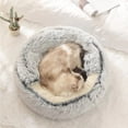 thumbnail image 6 of Cat Bed Round Plush Fluffy Hooded Cat Bed Cave for Small Dogs Kittens Anti-Slip Machine Washed Bed for Cat Puppy,Grey,20 Inches, 6 of 11