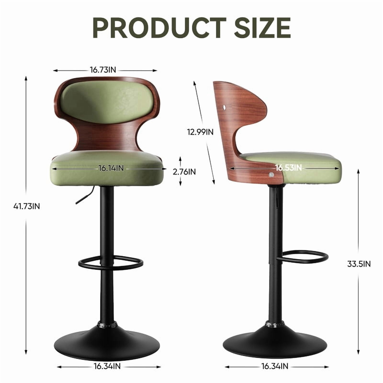 Daluvenix Set of 4 Wooden Swivel Bar Stool with Backrest, Counter Height Bar Chair for Kitchen & Dining Area, Green
