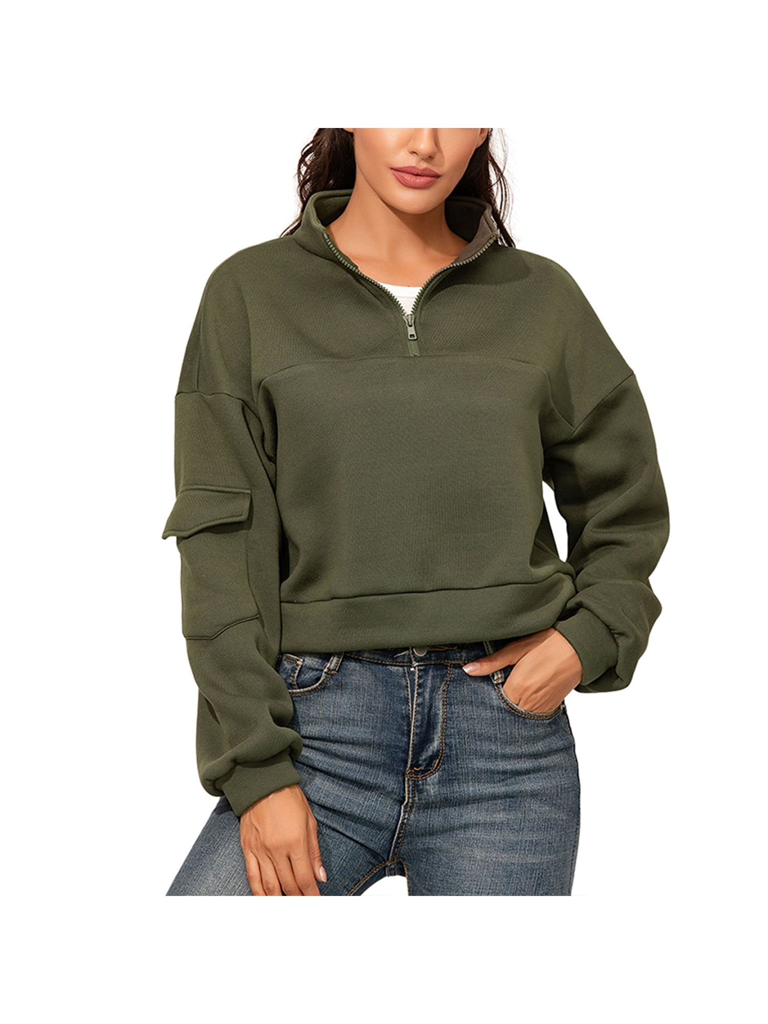 long-sleeved zipper sweater V-neck 