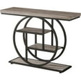 thumbnail image 5 of Resenkos 41.3" Industrial Console Table, 4-Tier Grey Sofa Table with Unique Circle Metal Frame & Storage Shelves, Narrow Entryway Accent Table, Gray, 5 of 10