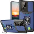 thumbnail image 1 of Kickstand Case for Samsung Galaxy S22 Ultra, Slide Camera Cover Heavy Duty Armor Style Case with Rotate Ring Stand & Card Holder Slot, Support Car Magnetic Mount, Shockproof Wallet Cover, 1 of 5