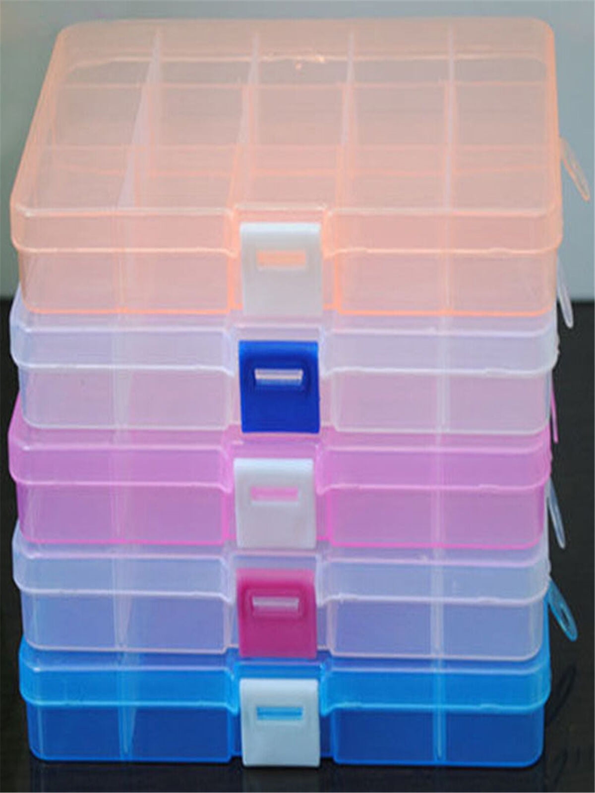5 Pack Uni 32 Litre Wham Clear Plastic Box with Wheels & Folding Split Lid 