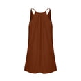 thumbnail image 6 of LNWUY Summer Dress for Women Beach Spaghetti Strap A-Line Dresses Vacation Outfits Solid Color Pleated Mini Dress Nightdress Brown XXL, 6 of 7